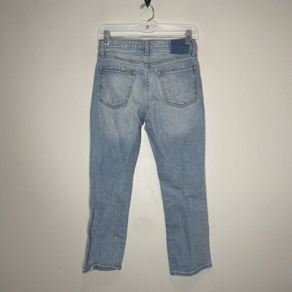 Abercrombie & Fitch Mid Rise Boyfriend Light Wash Distressed Jeans Size 25 0S - Picture 3 of 7